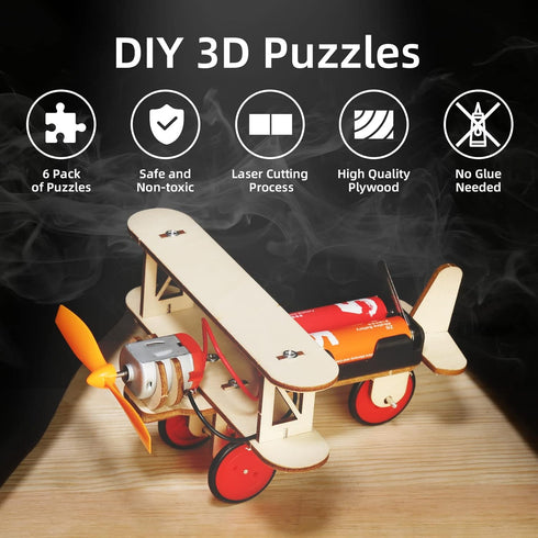 6 in 1 STEM Kits for Kids Age 8-10 10-12, STEM Projects Science Kits for Kids Age 8-12 5-7, Wood Car Building Electric Model Kit for Boys Girls, Wooden Puzzles Crafts Woodworking Kit, Birthday Gift