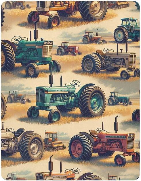 YANENDIE 52 28 Inch Vintage Farm Tractors Crib Sheets - Boys & Girls Cotton Crib Sheet for Standard Crib and Toddler