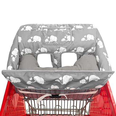 2-in-1 Love&go Soft Pillow Attached Shopping Cart and High Chair Cover for Baby, Cotton Padded Cart Cover, Fold'n Roll