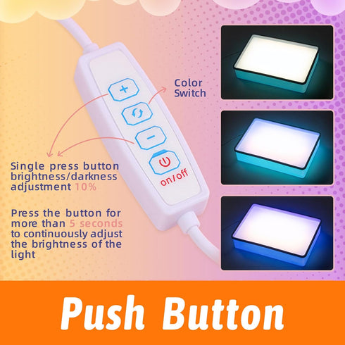 3 10 PreTrans Sand Painting Light Box Kids Light Table for Creative Art, Color Temperatures & Brightness Levels