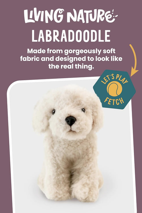 10 Inches Living Nature Labradoodle Stuffed Animal | Fluffy Dog Animal | Soft Toy for Kids |