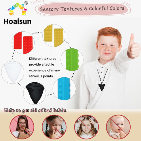 6 Pack Chewy Necklaces for Sensory Kids, Chew Necklaces for Sensory Boys and Girls with Autism, ADHD, SPD, Chewing