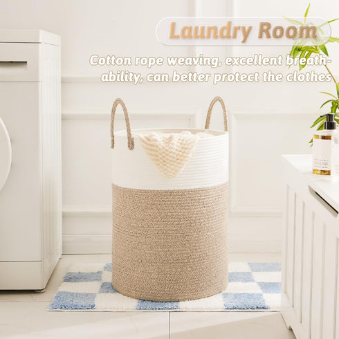 Hamper,60L Artfeel Laundry Basket,Woven Cotton Rope Laundry for Decor Storage of Dirty Clothes,Toys and Blankets