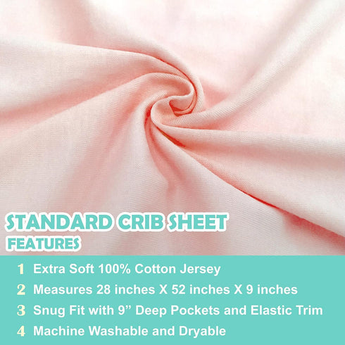 American Baby Company Fitted Crib Sheet, 28" x 52", Soft Breathable Neutral Cotton Jersey Sheet, Blush for Crib and