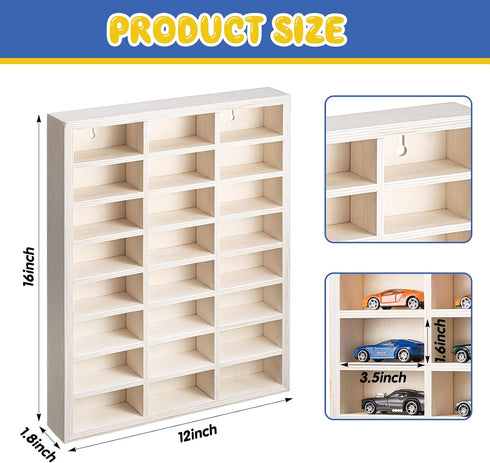 Threehoney 2 24 1: 64 Pcs Space Toy Cars Wheels Display Case Scale Model Cars Display Shelf Wooden Wall Mounted Die