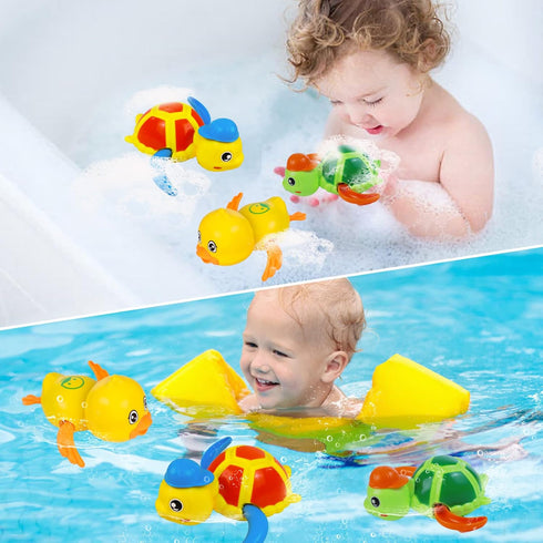 Swimming 3 Pack Cuterabit Baby Bath Toys, Floating Wind Up Turtle and Duck, Bathtub Toys, Pool Toys, Water Toys