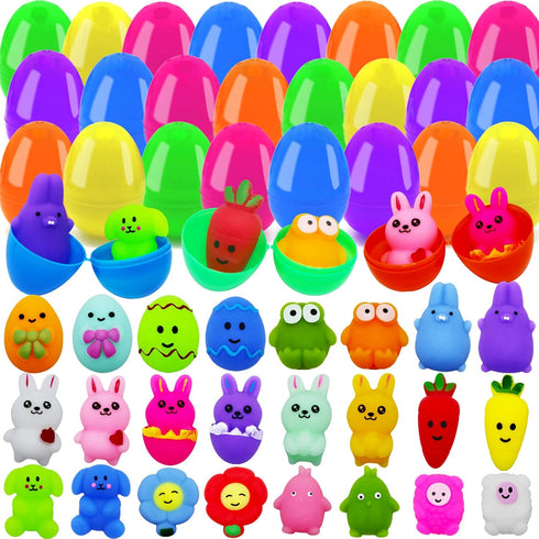 24 Pcs Easter Eggs with Mochi Squishy Toys for Kids Easter Eggs