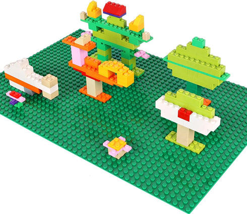 ZENFUN 4 Pack Baseplates Building Plates, 10'' x 15'' Classic Compatible with Major Brick Brands in Green Blue