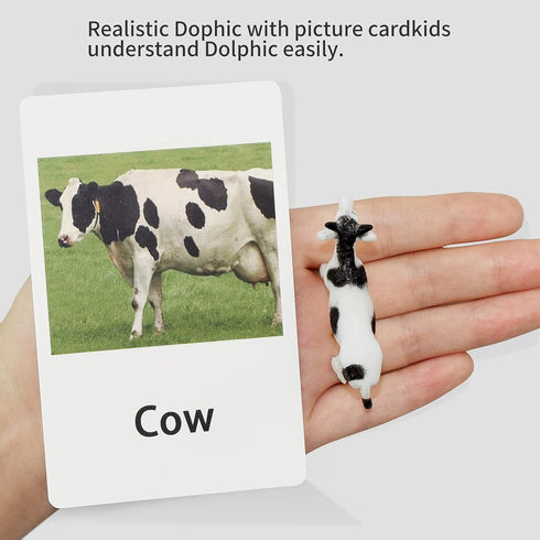 Farm Animal Toys with Flash Cards - 12 Sets of Realistic Figures, Educational Cognitive Toys for Toddlers