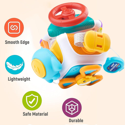 Montessori Busy Cube for Toddlers - Car Travel Toys Activity Cube, Educational Birthday Gifts for 18+ Months