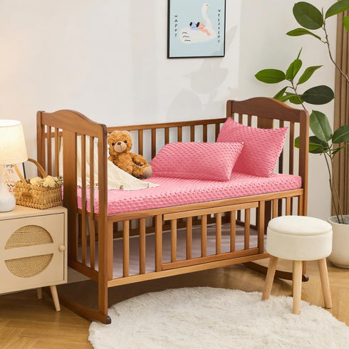 Pack 26 38 Inch Entisn N Play Sheets Fitted, x Minky Dot Mini Crib Sheet for Girls, Soft and Warm Fleece Nursery