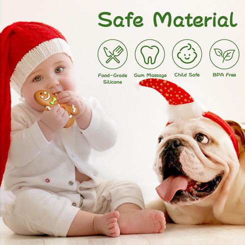 0-6 6-12 NCVI Christmas Teether, Baby Teething Toys for Months, My First Christmas Silicone Chew Toys, First Christmas