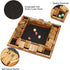 AMEROUS Shut The Box Dice Game - 1-4 Players, Wooden Board Math Game with 12 Dice, Family Classroom or Pub
