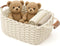 XXL Cotton Rope Storage Basket with Leather Handles, Woven Nursery Organizer for