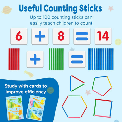 308 100 Counting Wooden Abacus for Kids Math - Double-Sided Blackboard Whiteboard for Toddlers with Magnetic Number
