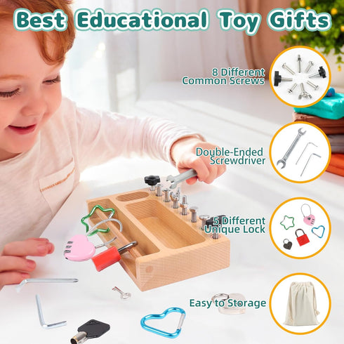Set 3 4 5 Montessori Screwdriver Board Lock and Key Toys Kids Tools Nuts and Bolts Montessori Toys for Year Old