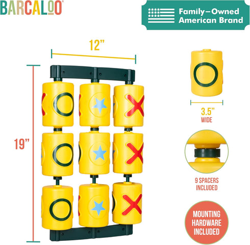 Barcaloo Tic Tac Toe Spinner Activity Panel for Swing Sets, Kids Outdoor Playground Accessories, Yellow 12x19