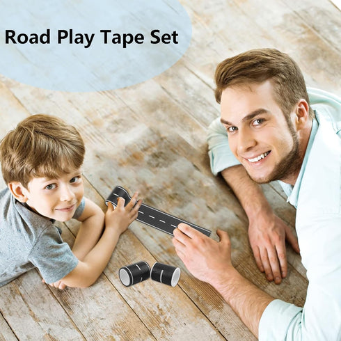 2 Pack 32.8 2in. ft x Black Roadway Track Tape, Road Tape for Toy Cars, Sticks to Flat Surfaces, No Residue