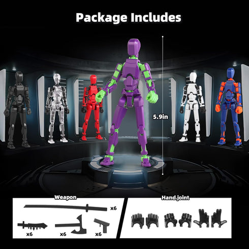 T13 Action Figure Set, 6PCS Robot 13 Action Figure Dummy 3D Printed Toy for Modeling Collector Birthday Gift