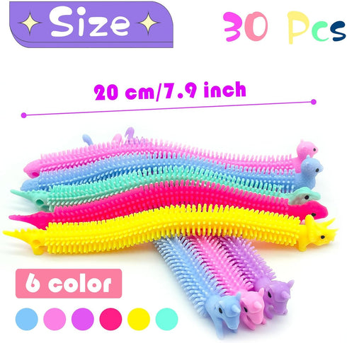 30 PCS Stretchy Fidget Toy, Sensory Fidget Worm Stretch Toys, Multicolor Stretchy Strings for Stress Relief, Party