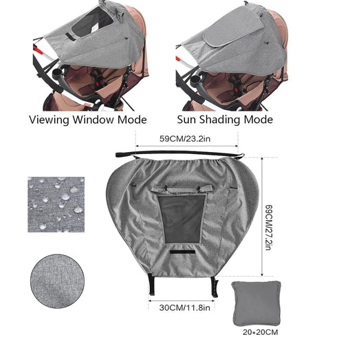 XGOPTS 50+ Baby Stroller Universal UPF Sun Protector Shade Blackout Cover Pushchair Shield Canopy Pram Rain Sunshade