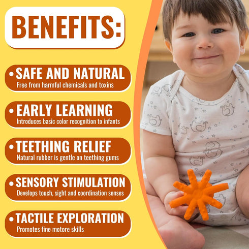 CaaOcho Pure Natural Rubber Teething Gum Massager Baby Toy & Bath Toy - BPA Free Squid Teether for Babies