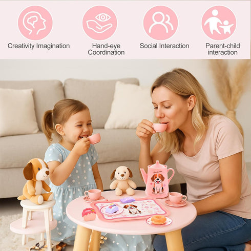 Set 3-8, Lajeje Dog Toys for Kids Plastic Tea Party for Toddlers & Little Girls Ages Puppy-Themed Pretend Play Kitchen