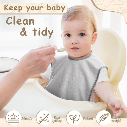 0-4 Hercicy Full Coverage Pullover Toddler Baby Bibs Terry Cloth Bibs with Snap Button for Years Unisex Feeding