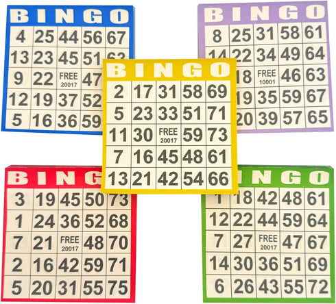 500 (100 5 4"x4" JUNWRROW Bingo Paper Game Cards - Sheets Books of Colors) - Disposable Cards- Ideal for Seniors