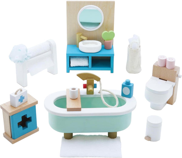 Le Toy Van Daisylane Bathroom Premium Wooden Toys for Doll House Accessories, Suitable for Ages 3+
