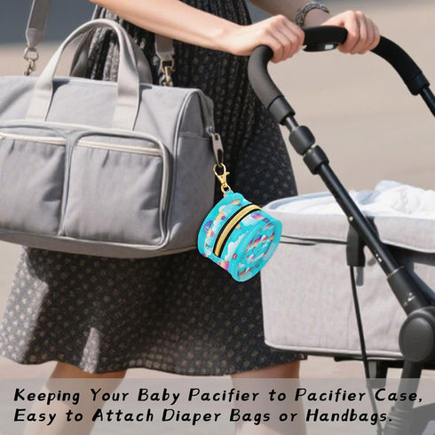 YETTASBIN Hot Air Balloon Portable Pacifier Holder Case with Metal Hook Buckle & Zipper for Diaper Bag and Stroller