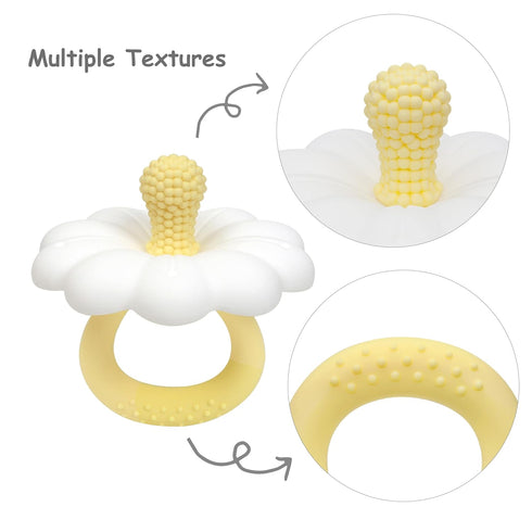 3 (Set 2) Ginbear Silicone Baby Teether for Girls, BPA Free Food Grade Infant Teething Toys, Soothing Baby Chew Toys