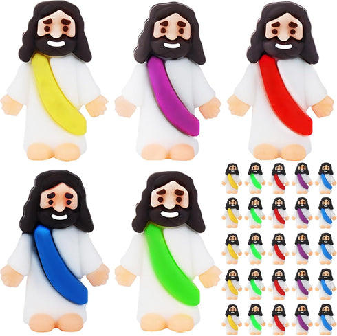 URSKYTOUS 25Pcs Little Jesus Figures Bulk Mini Jesus Figurines Tiny Small Rubber