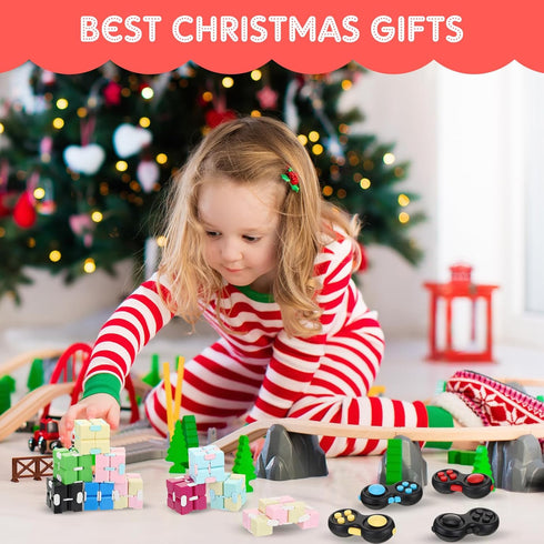 24 Junkin Pcs Bulk Fidget Pad Controller and Cube Toys Party Favors Mini Blocks Game Controller for Anxiety Stress