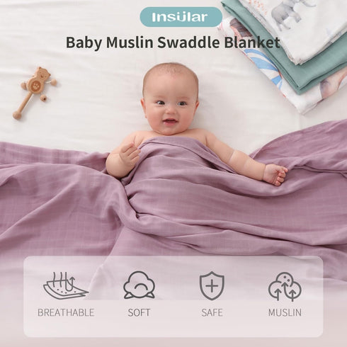 Red & Purple Muslin Swaddle Blanket for Infants