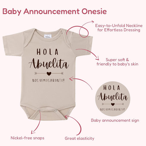 Bodysuit,0-3 Hola Abuelita Nos Vemos Pronto Pregnancy Reveal Infant Months Baby Announcement Onesie