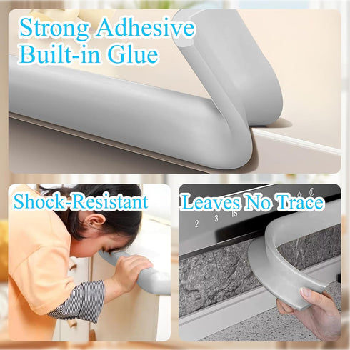 ZOMPAGO Baby Proofing Corner & Edge Protectors, Grey Foam L-Shape Self-Adhesive Bumper Strip, Baby Safety Bumpers