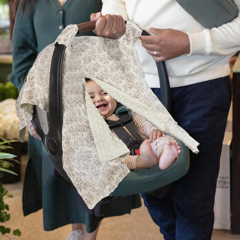 YOQIE 2-in-1 Summer Baby Car Seat Cover & Canopy | Mom Nursing Cover, Easy Install Shield | Multi-Purpose for Winter