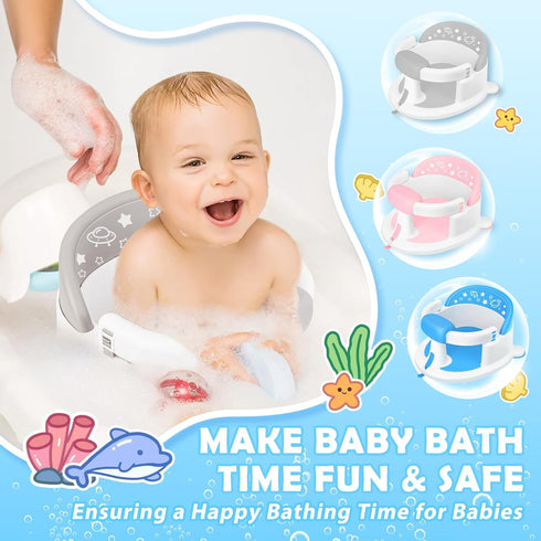 6 Baby Bath Seat for Babies Months & up,Baby Bathtub Chair,Non-Slip Toddler Bath Support,Sit Up Bath Seat for Baby,Safe