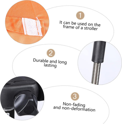 Stroller Umbrella Portable Chairs, Toddler Stroller Clip on Umbrella, Universal Push Chair Umbrella with Clamp