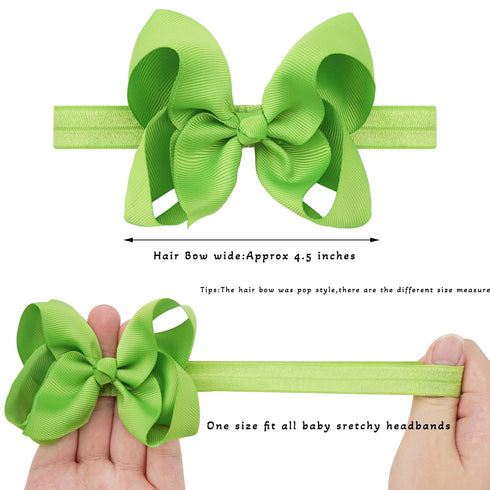 CÉLLOT Baby Girls Headbands, Grosgrain Ribbon Big Bow Hair Bands, 4.5" Pack of 20