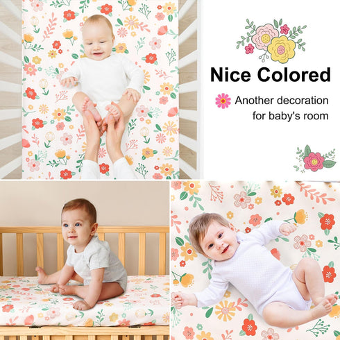 HomGoodz 52 28 Inches Floral Crib Sheets for Baby Girls x Fitted Crib Sheet for Standard Crib and Toddler Mattress,Baby