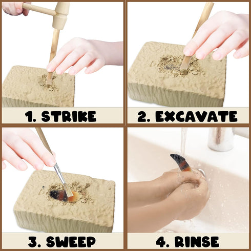 ArtCreativity Dino Teeth Dig and Discover Excavation Kit for Kids with T-rex and Tarbosaurus Fossil Teeth