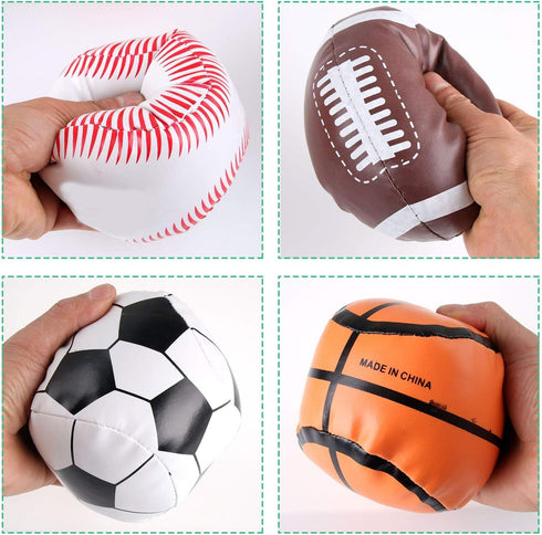 Liberty Imports 4 Pack My First Soft Plush Stuffed Sports Balls Toy Set for Kids, 5" - Football, Baseball, Basketball,