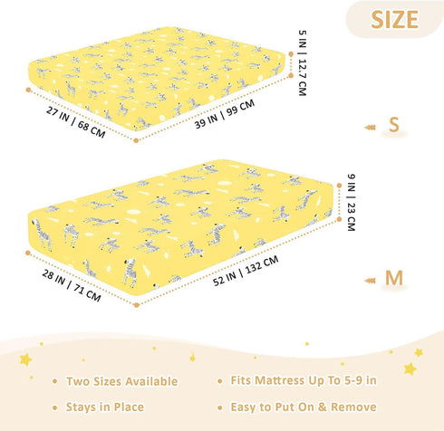 miaozhen 1 Pack 52x28 Cotton Crib Sheets for Baby Boys Girls Comfy Breathable Style Zebras Sun Pastel Yellow Toddler