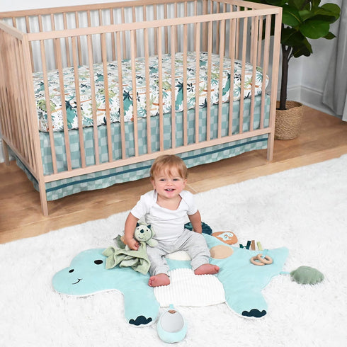 The Peanutshell 4 Piece Nursery Bundle: Crib Sheet & Dinosaur Baby Tummy