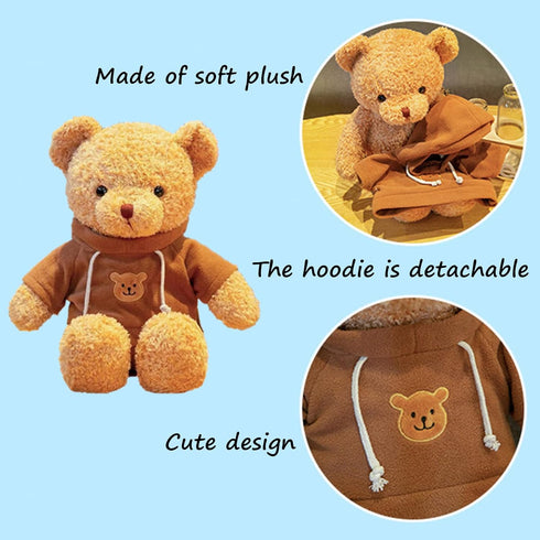 11.8 inches Teddy Bear Stuffed Animals - Soft Plush Cute Teddy Bear with Hoodie Doll for Boys Girls (Blue)