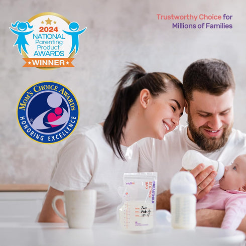 Nuliie 120 Pcs Breastmilk Storage Bags, 8 OZ BPA-Free Milk Storing Bags with Pour Spout for Breastfeeding, Self-Standing