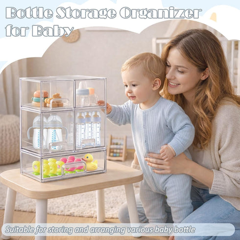 Organizer-5 Pack Countertop,Kitchen,Cabinet,Vanity,Bathroom Baby Bottle Stackable Storage Drawers, Baby Organizers