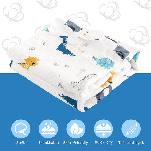 REMASS 6-Layer 25x51inches 0-4 Muslin Hooded Towel Made from Organic Cotton Cotton Bath Towel, Soft Bath Towels
